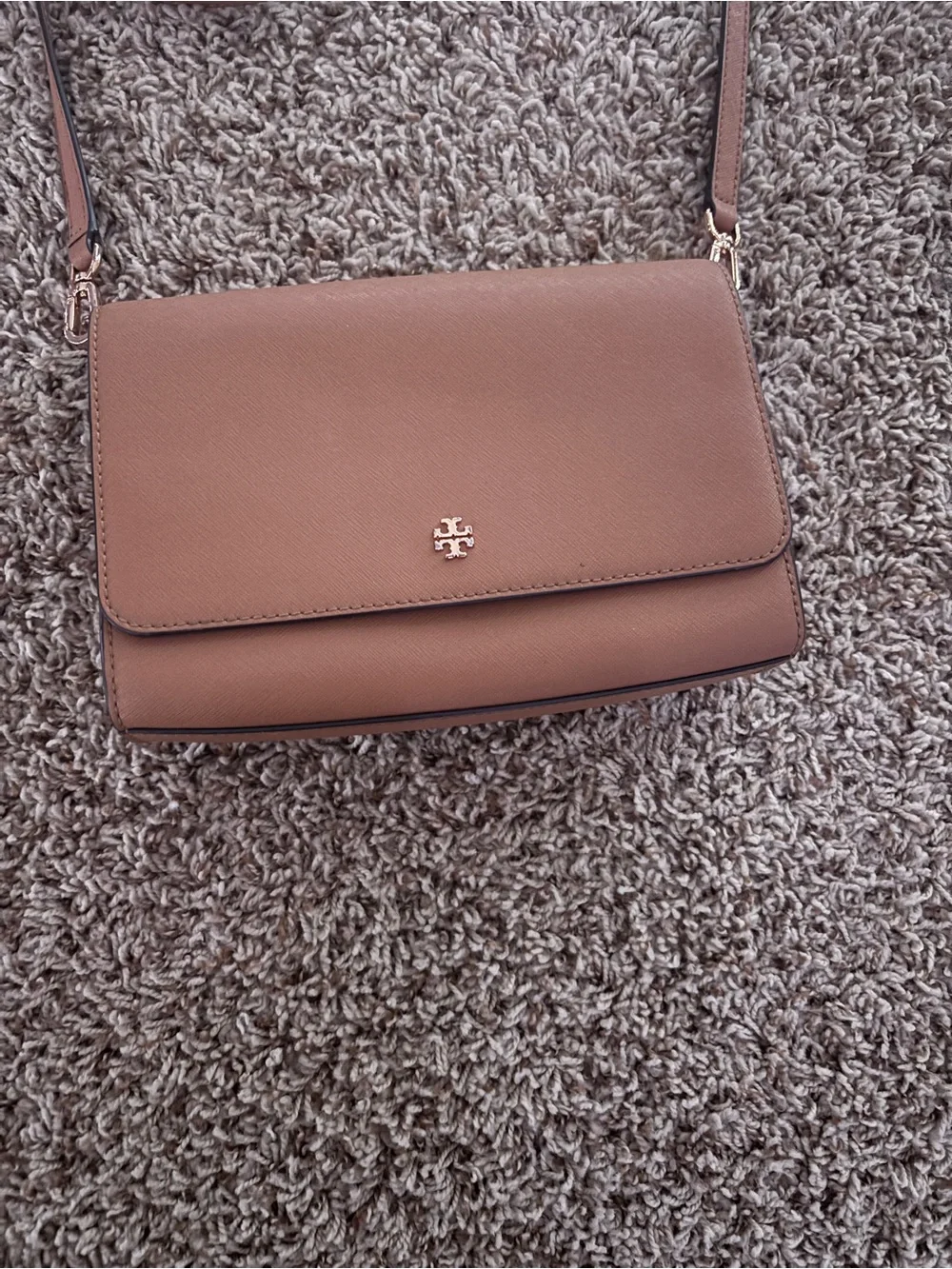 Tory Burch Saddle Brown Leather Crossbody Bag
